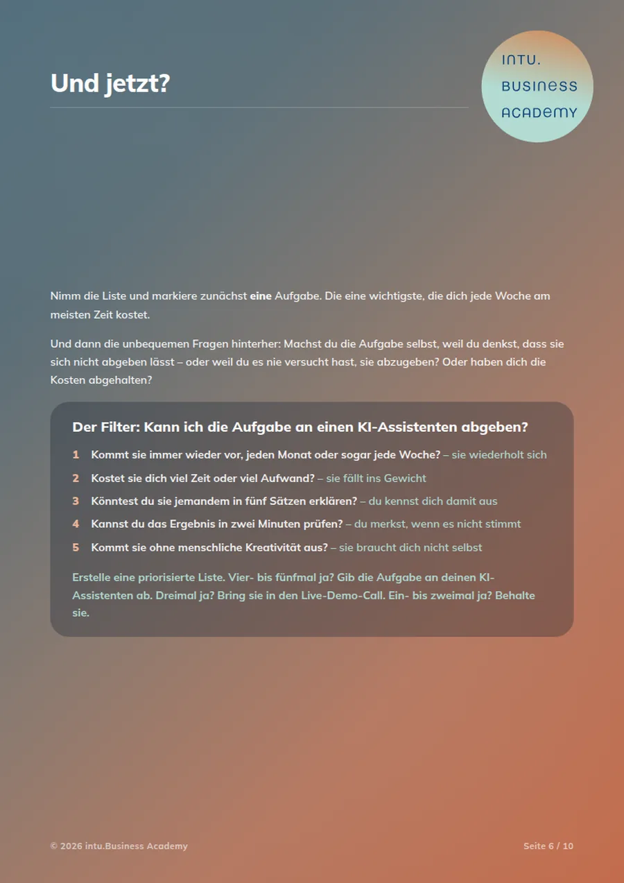 Seite 6 der Liste: Der Filter mit fünf Fragen